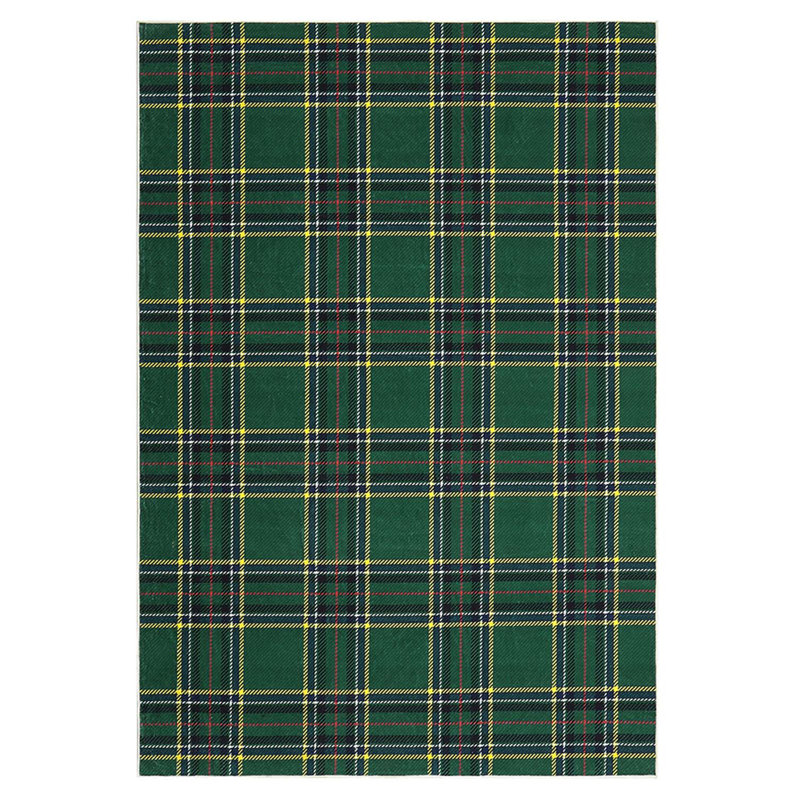 Tapis de Noël à carreaux Buffalo, rouge et vert, à poils courts et antidérapant, Vert, 6 x 9 pi
