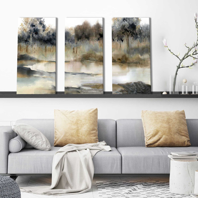 «Serene River» par Carol Robinson - peinture sur toile tendue 3 pièces