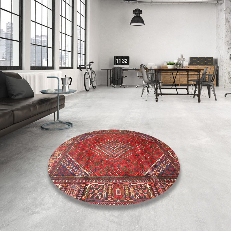 Tapis de style oriental rouge, Rond 8 pi