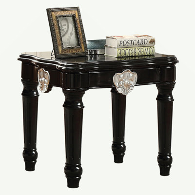 Black End Table With Turned Legs