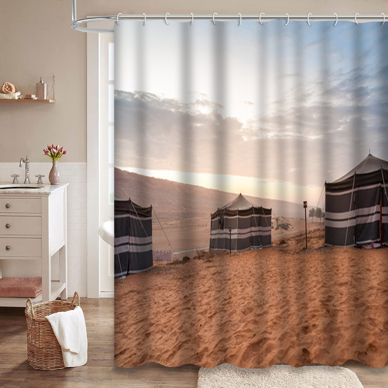 Rideau de douche avec 12 crochets Desert, L 72 po x l 78 po