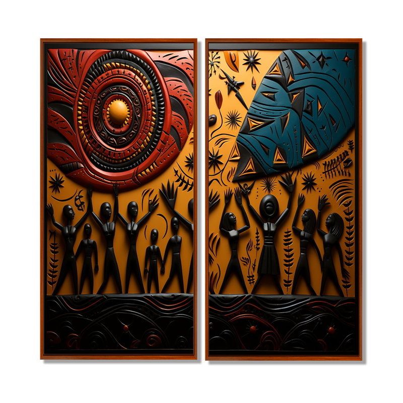 Tavare - art mural orange, H 20 po x l 24 po, Impression encadrée flottante, Brun