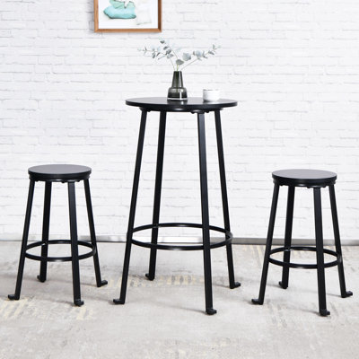 Akaysia 3-Piece Modern Industrial Metal Bar Table Set for Small Spaces and Breakfast Nooks
