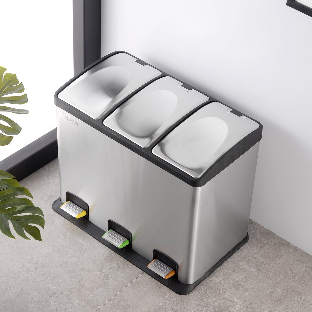 36 L Recyclingeimer mit Fußpedal aus Edelstahl