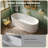 StonePure 66"×29" Fluted Solid Surface Stone Bathtub, Freestanding Deep Soaking Tub with Overflow, Pop-up Drain