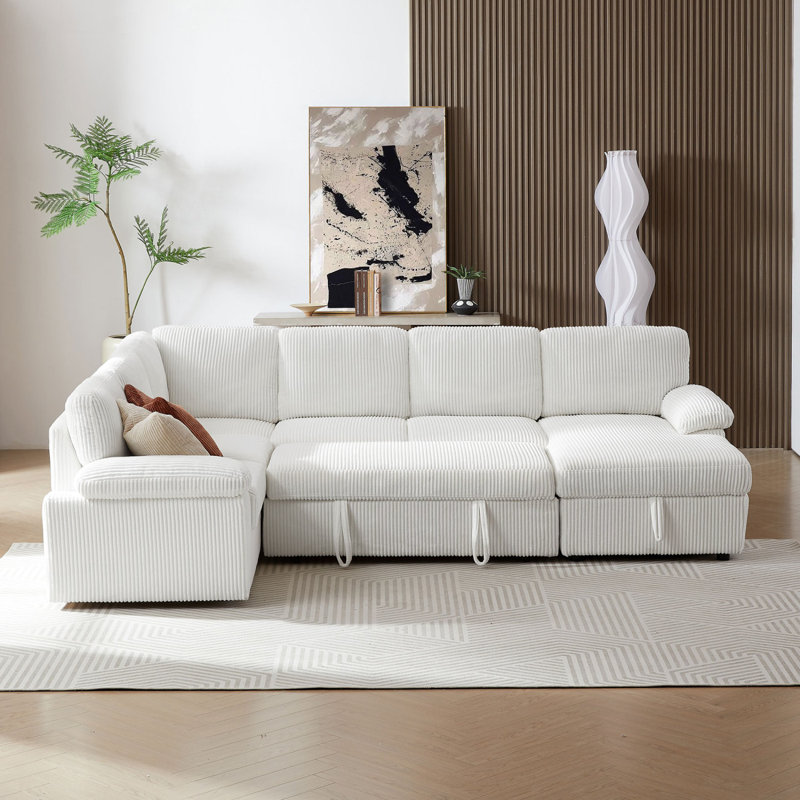 Oversized Modular Storage Sectional Sofa Couch For Home Apartment Office Living Room,Free Combination L/U Shaped Corduroy Upholstered Deep Seat Furniture Convertible Sleeper Sofabed RIGHT