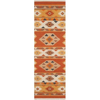 Millwood Pines Clemente Southwestern Hand-Woven Flatweave Wool Yellow ...