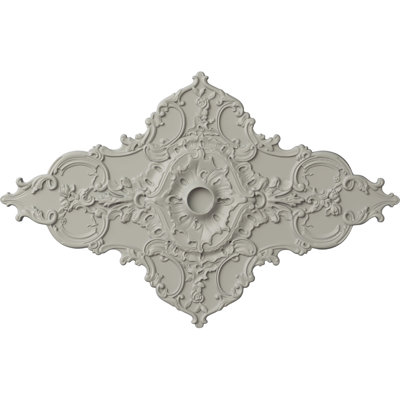 Endurathane Melchor Diamond Ceiling Medallion, 67 1/4"W x 43 3/8"H x 4"ID x 2"P (Fits Canopies up to 4"), Hand-Painted Pot of Cream Finish