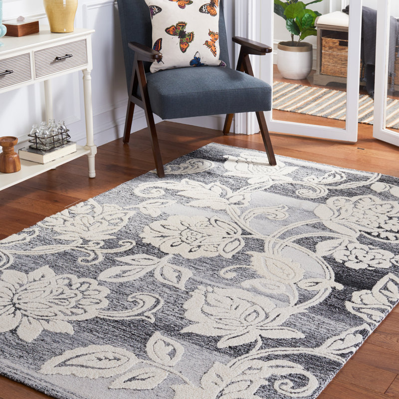 Jardin Hand Tufted Performance Floral Rug, Rectangle 4' x 6'