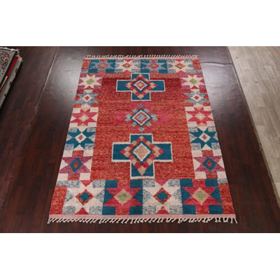 Moroccan One-of-a-Kind 7'11" X 10'8" Wool Area Rug in Red