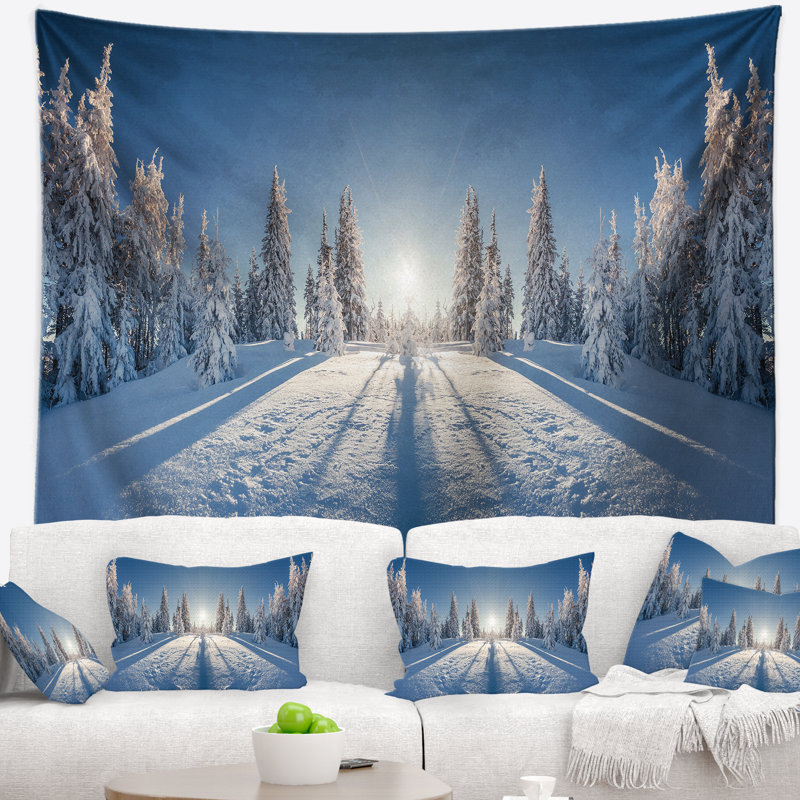 Tapisserie paysage paysage majestueux blanc, H 32 po x l 39 po