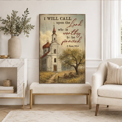 Country Church Bible Verse Wrapped Canvas Wall Art