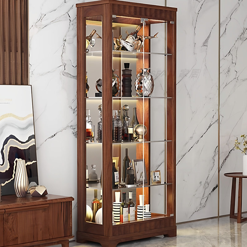 Armoire à vin murale en chêne massif 31,5 po Mid-Century Modern