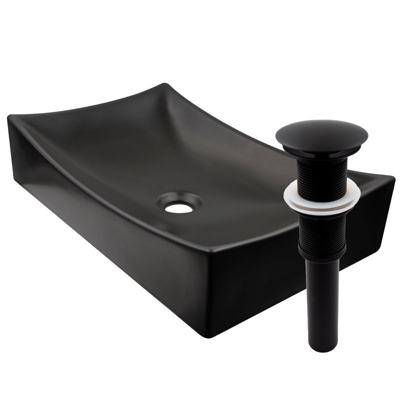 Novatto 21.75'' Porcelain Rectangular Bathroom Sink, Black, Matte Black