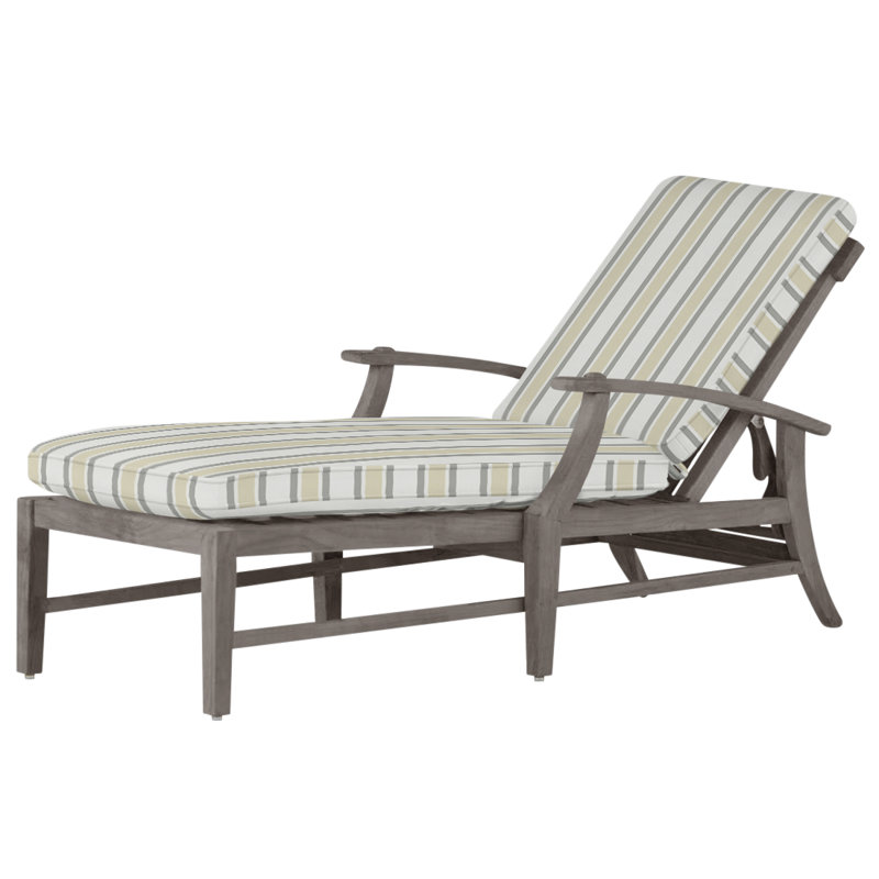 Croquet 66.5" Long Reclining Single Chaise with Cushions, Welt, Verona Silver, Oyster Teak