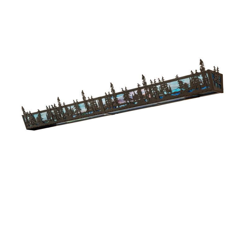 Rustic Lodge 4 - Light Bath Bar, 7" H x 72" W x 6.25" D, Blue/Green/Purple, Timeless Bronze