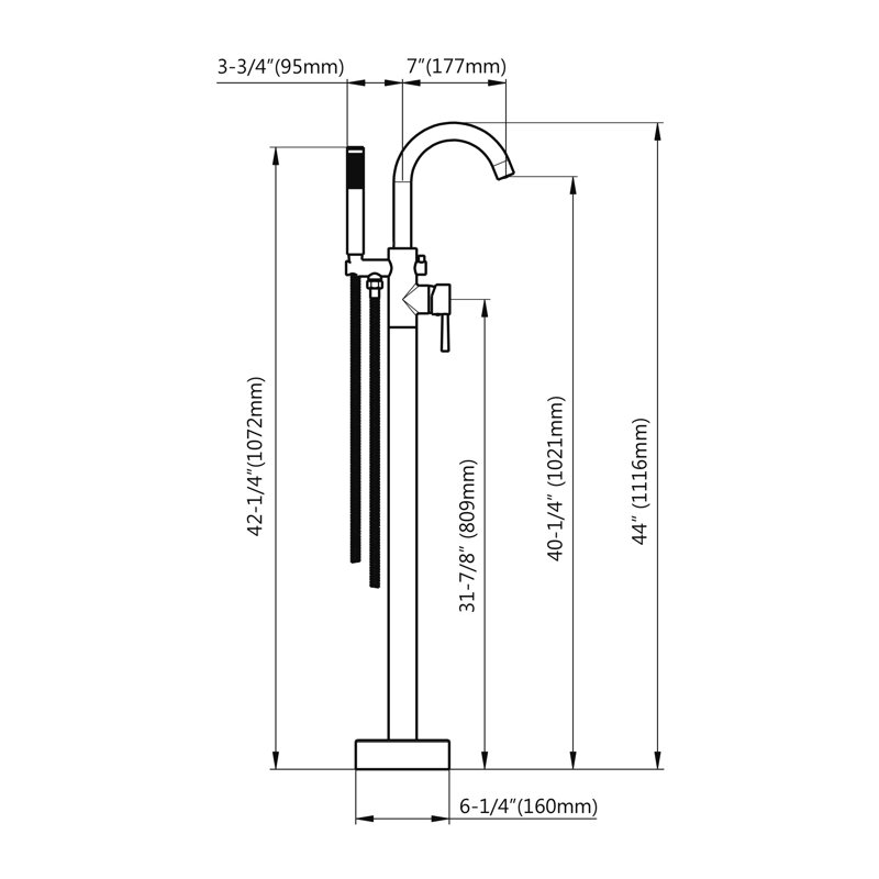 1 Handle Floor Tub Filler with Diverter, Chrome