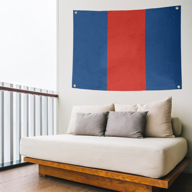 Tapisserie de polyester Baltimore, Toronto, H 50 po x l 59 po x P 1 po, Bleu lapis / rouge piment