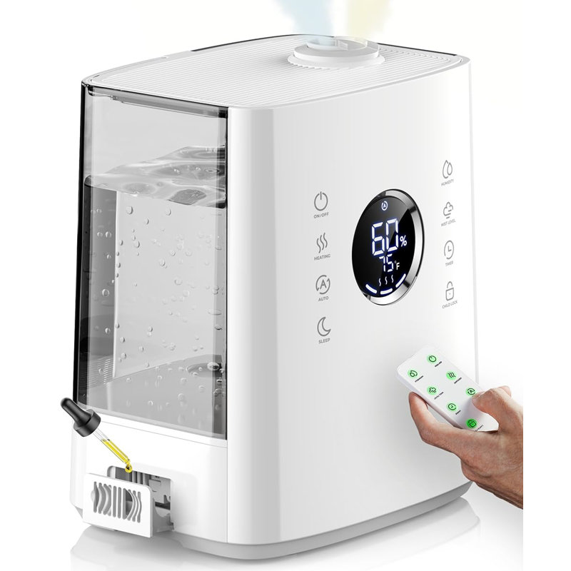 White Ultrasonic Dual Mist Humidifier with Remote Control