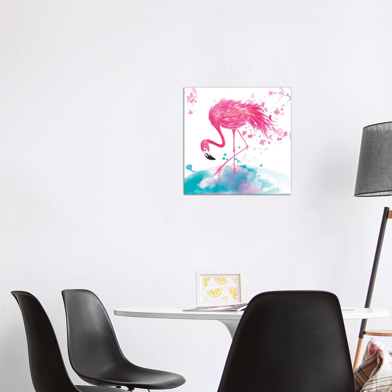 Flamant II - reproduction d'art, Toile tendue, Pas de tapis, H 26 po x l 26 po x P 1,5 po