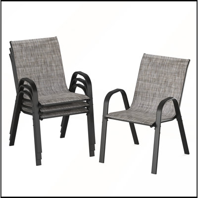 Ensemble de 4 chaises de salle à manger d'extérieur empilables avec structure en métal thermolaqué pour une utilisation toutes saisons