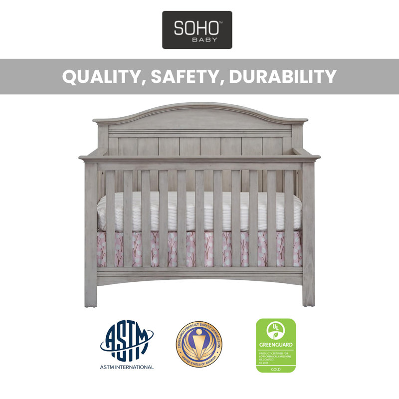 Graphite Gray Solid Wood 4-in-1 Convertible Crib