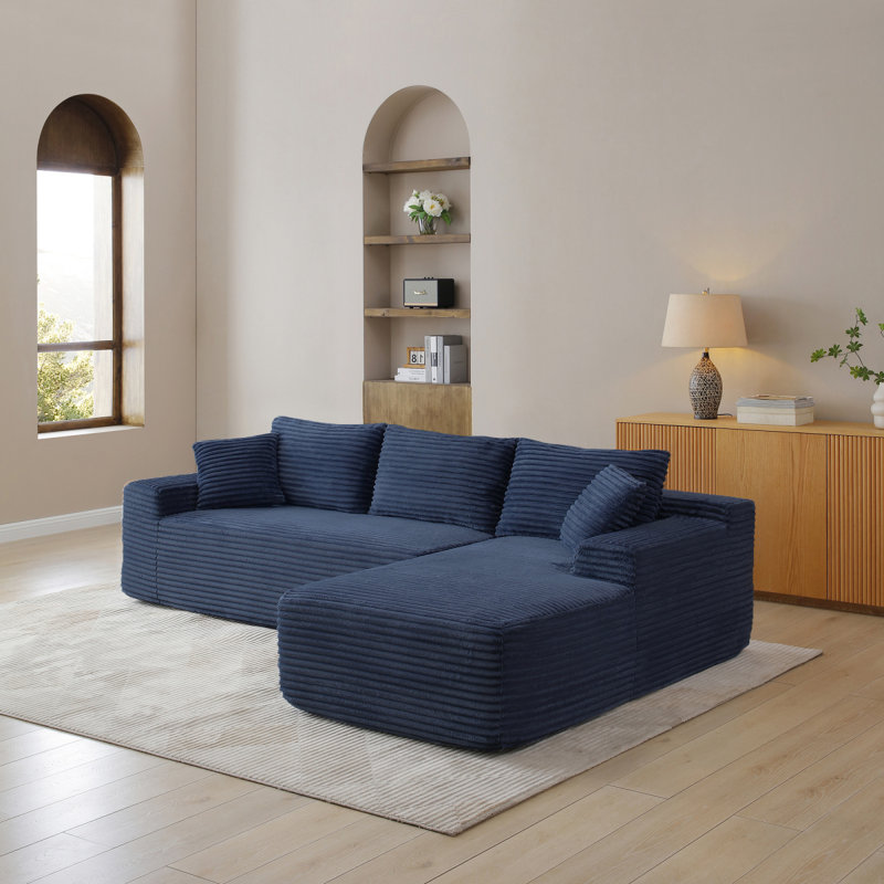 Canapé modulaire 105 po, canapé modulaire Cloud avec assise profonde, canapé modulaire en L moderne avec méridienne, fauteuils rembourrés pour la chambre du salon, sans assemblage, (BLEU)