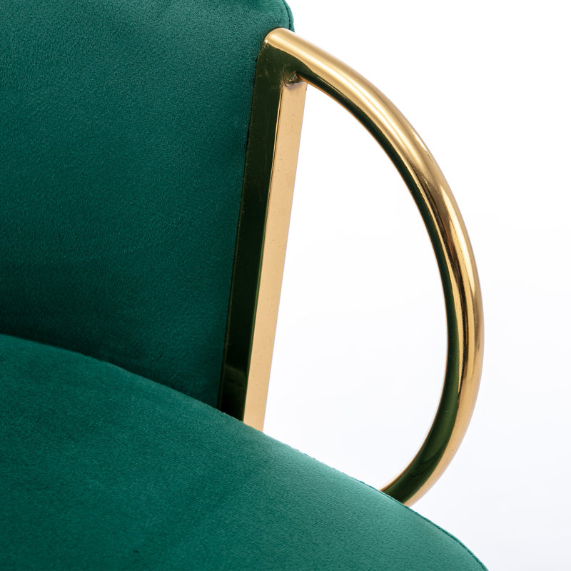Upholstered 26.79'' Seat Height Counter Stool with Metal Frame, 2 Pieces/Set, Green