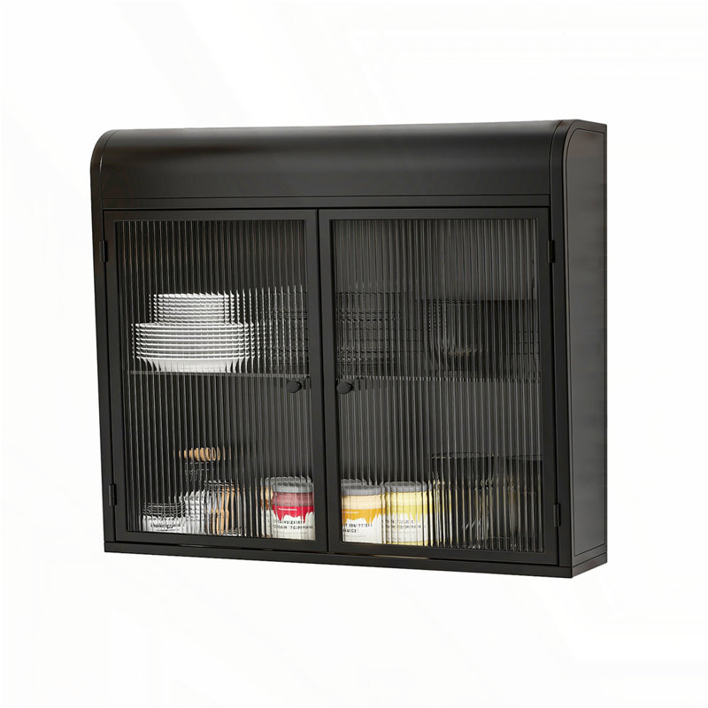 2-Door Wall-Mounted Metal Storage Cabinet, Black