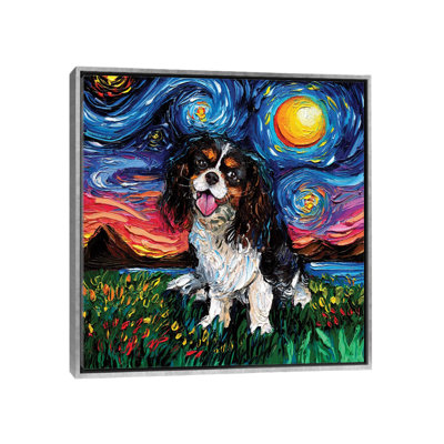 " Tri Color Cavalier King Charles Spaniel Night " by Aja Trier