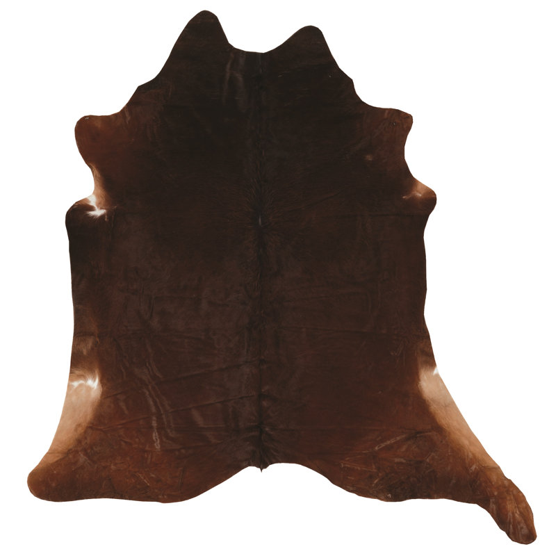 Sutton Handmade Medium Brindle Natural Cowhide Area Rug with Suede Backing, Rectangle 6' x 9'