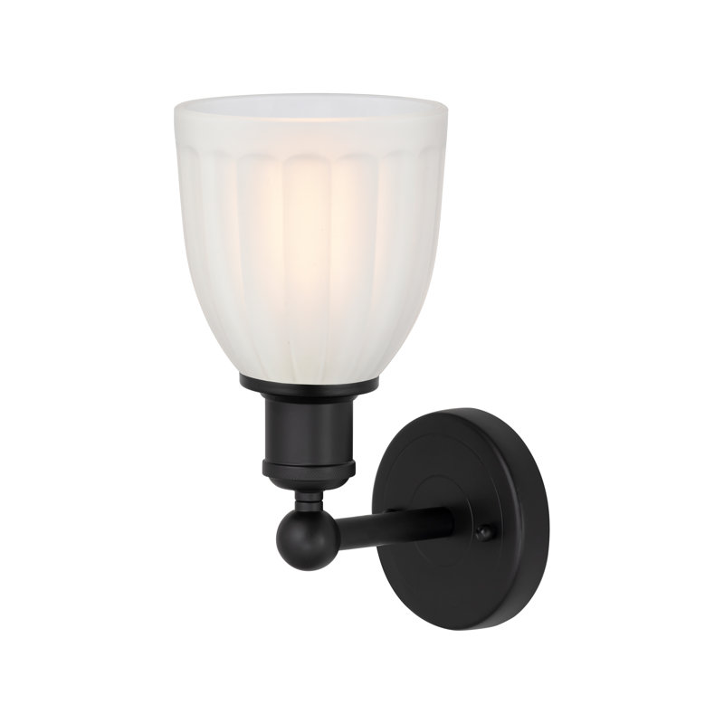 Caroleen Armed Sconce, Matte Black, White