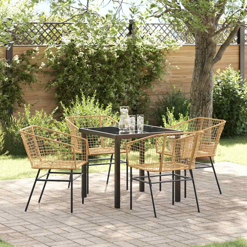 4 - Person Patio Dining Set with, Brown, 73cm H x 80cm W x 73cm D