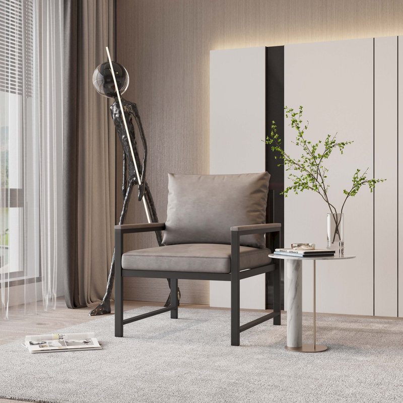 Chaise d'appoint de 27,95 pouces de largeur, Similicuir gris