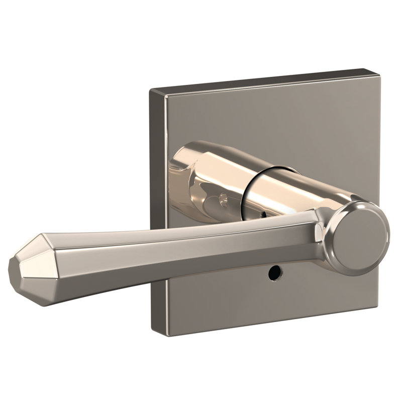 Dempsey Non-Turning Lever with Collins Trim, Polished Nickel