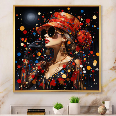 " Red Fashion Portrait Pointillism II "