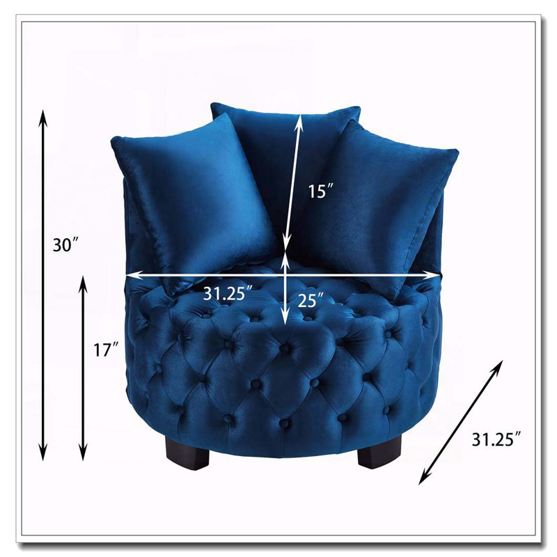 Chaise pivotante rembourrée et capitonnée, Marine