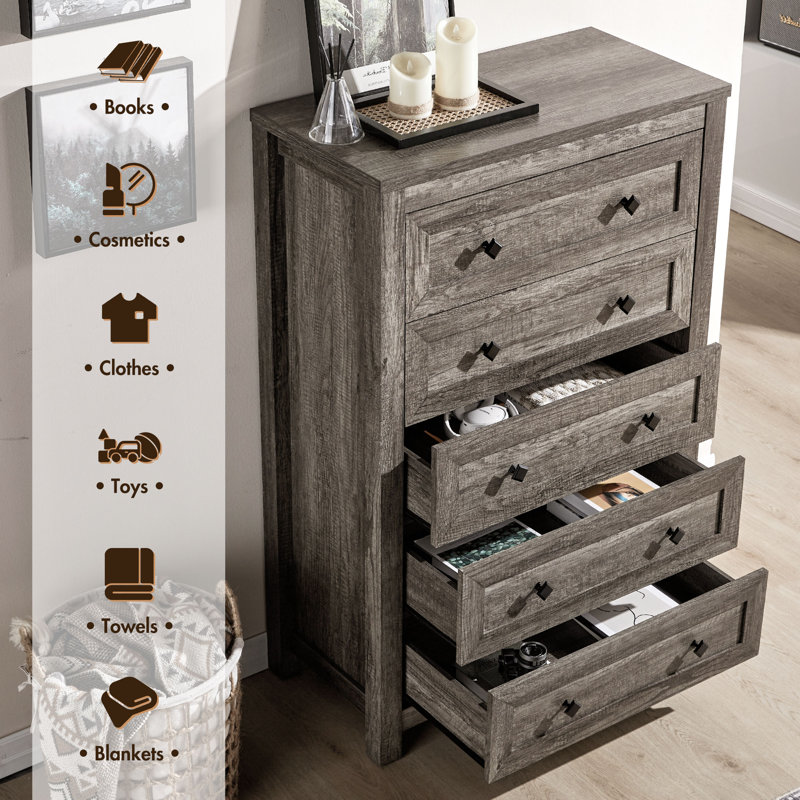 Arlina Farmhouse 5 - Drawer Chest,Rustic Gray, Rustic Gray