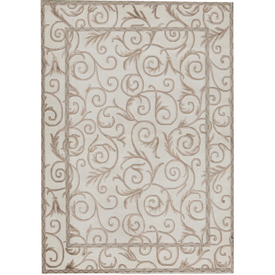 Tapis beige et brun noué à la main de haute qualité