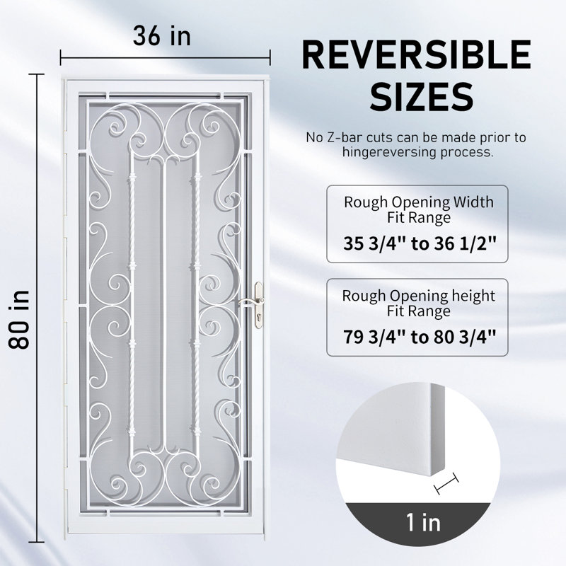 Grisham 36×80 Security Storm Door, Blanc
