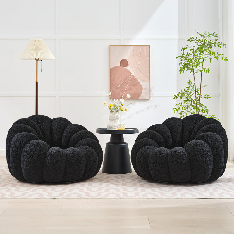 Cheridyn Upholstered Swivel Chair (Set of 2), Black