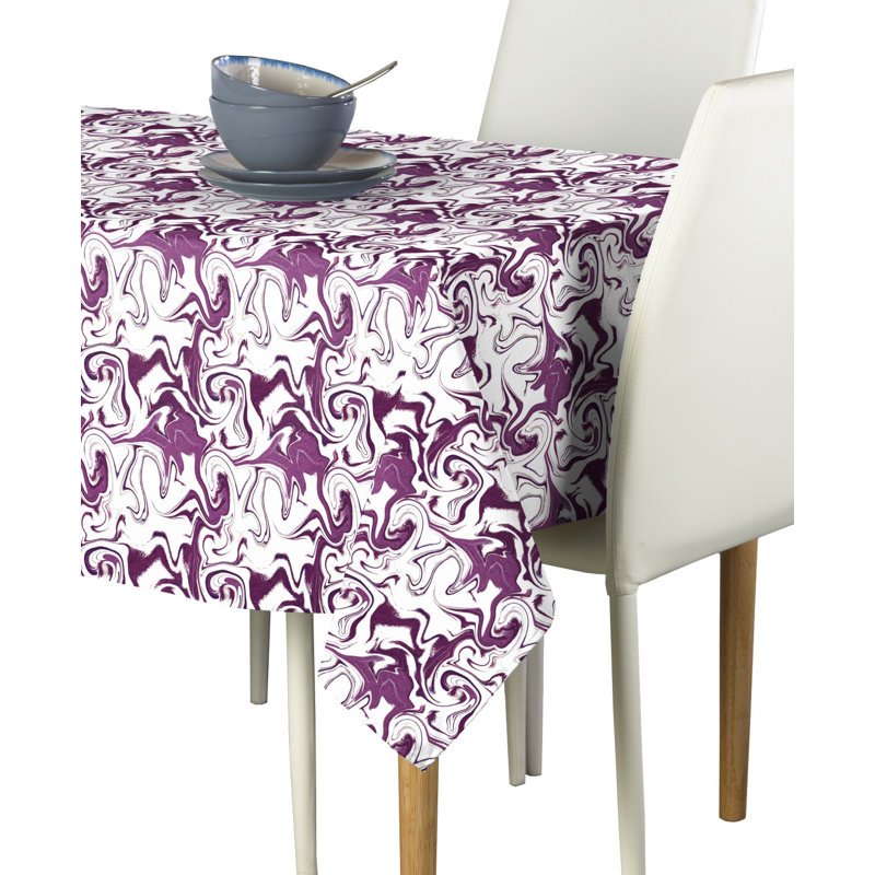 Longe Abstract Tablecloth, 104" L x 60" W, Purple