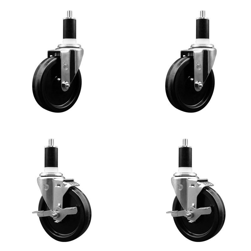 Ensemble de roulettes phénoliques pivotantes à roue pivotante de 1 3/8 po 2 freins SCC