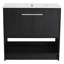 Meuble-lavabo autoportant de 36 po, lavabo en céramique, structure d'armoire en contreplaqué, 2 portes, meuble-lavabo à finition chêne noir avec armoire, autoportant, abat-jour foncé