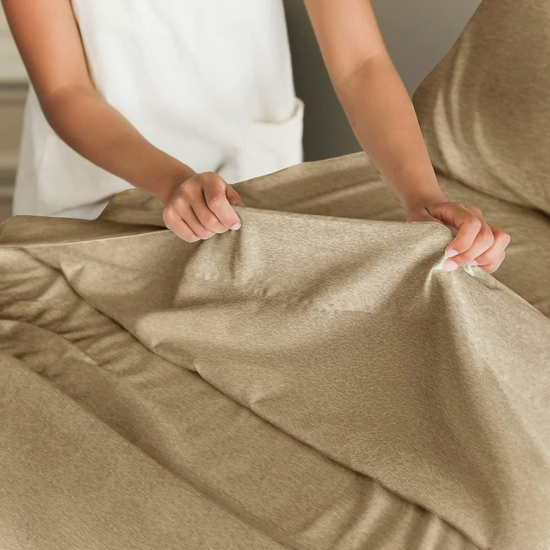 Heathered Tan Queen Microfiber Deep Pocket Sheet Set