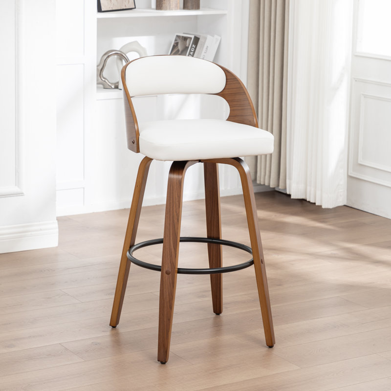Tabouret de bar et de comptoir pivotant en cuir végétalien Drees, Blanc, Tabouret de comptoir (siège d'une hauteur de 24,8