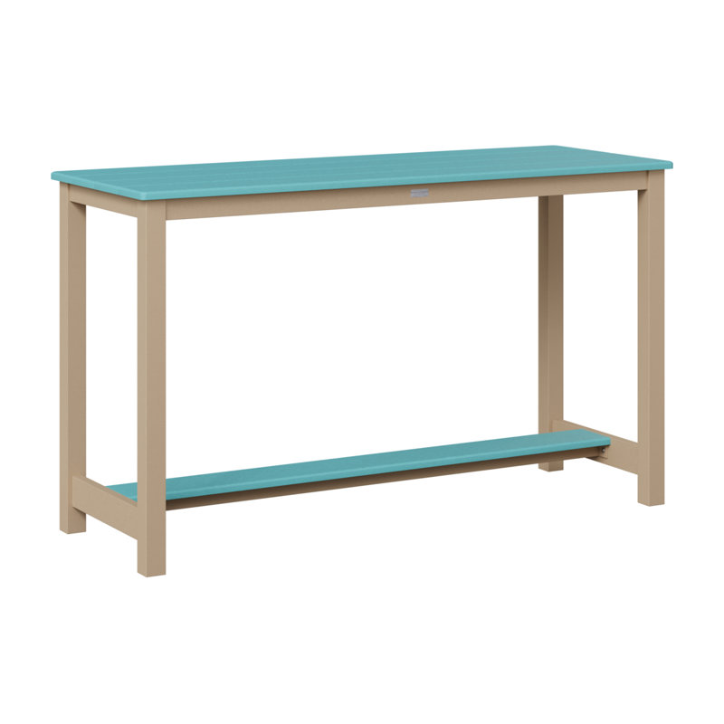 Balcony Outdoor Rectangle Bar Table, Sahara Speckle, 35.5" H x 60" W x 22" D, Aruba Blue