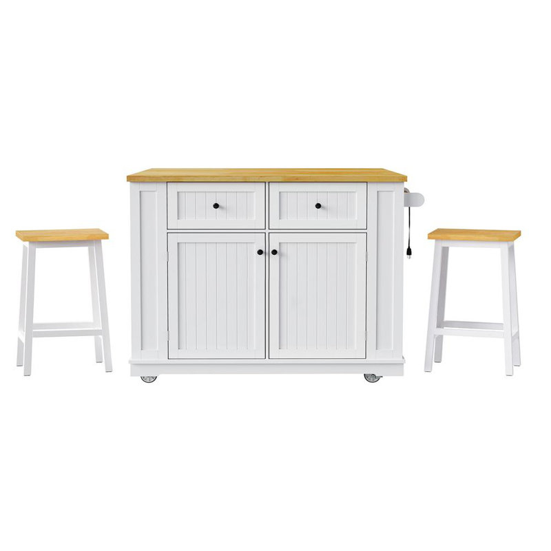 Kitchen Island with 2 Bar Stools