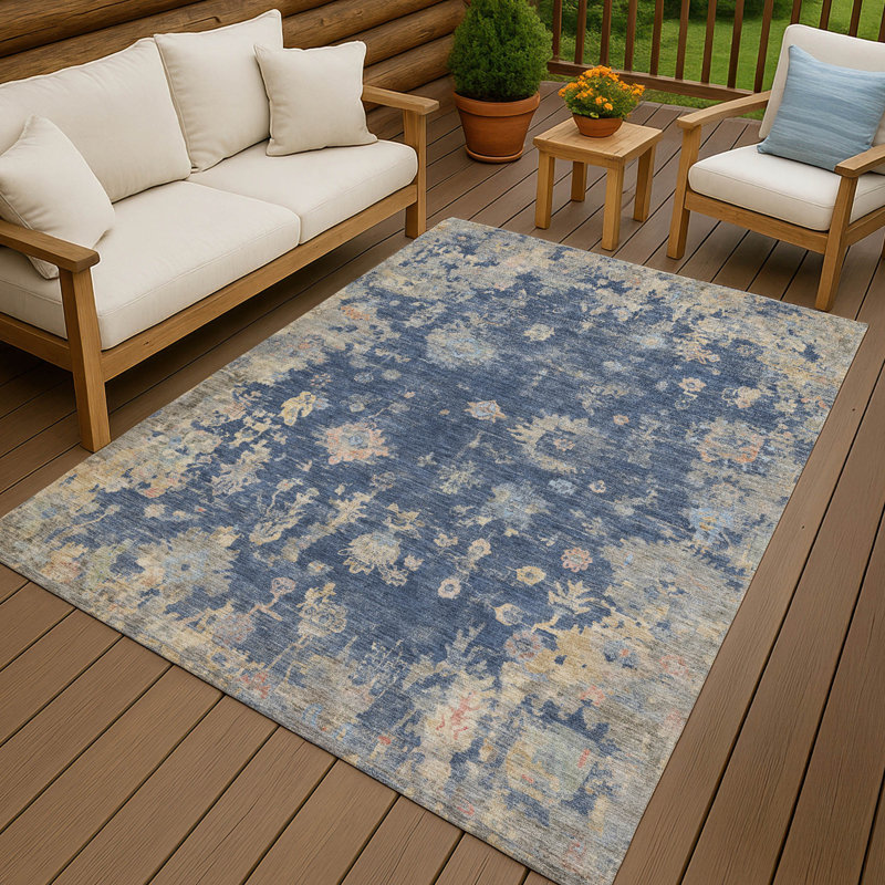 Machine Washable Indoor/Outdoor Matsumura ACN2302 Global Rug, Rectangle 8' x 10'