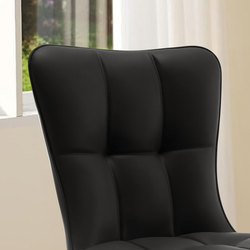 Modern Upholstered Dining Chair with Metal Frame, Black